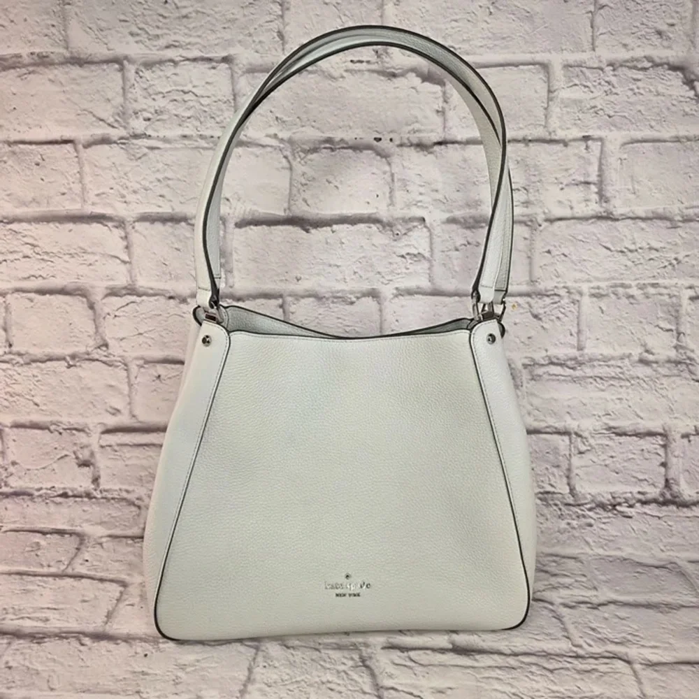 Kate Spade Leila Triple Medium Compartment Leather Shoulder Purse Lime Sherbert